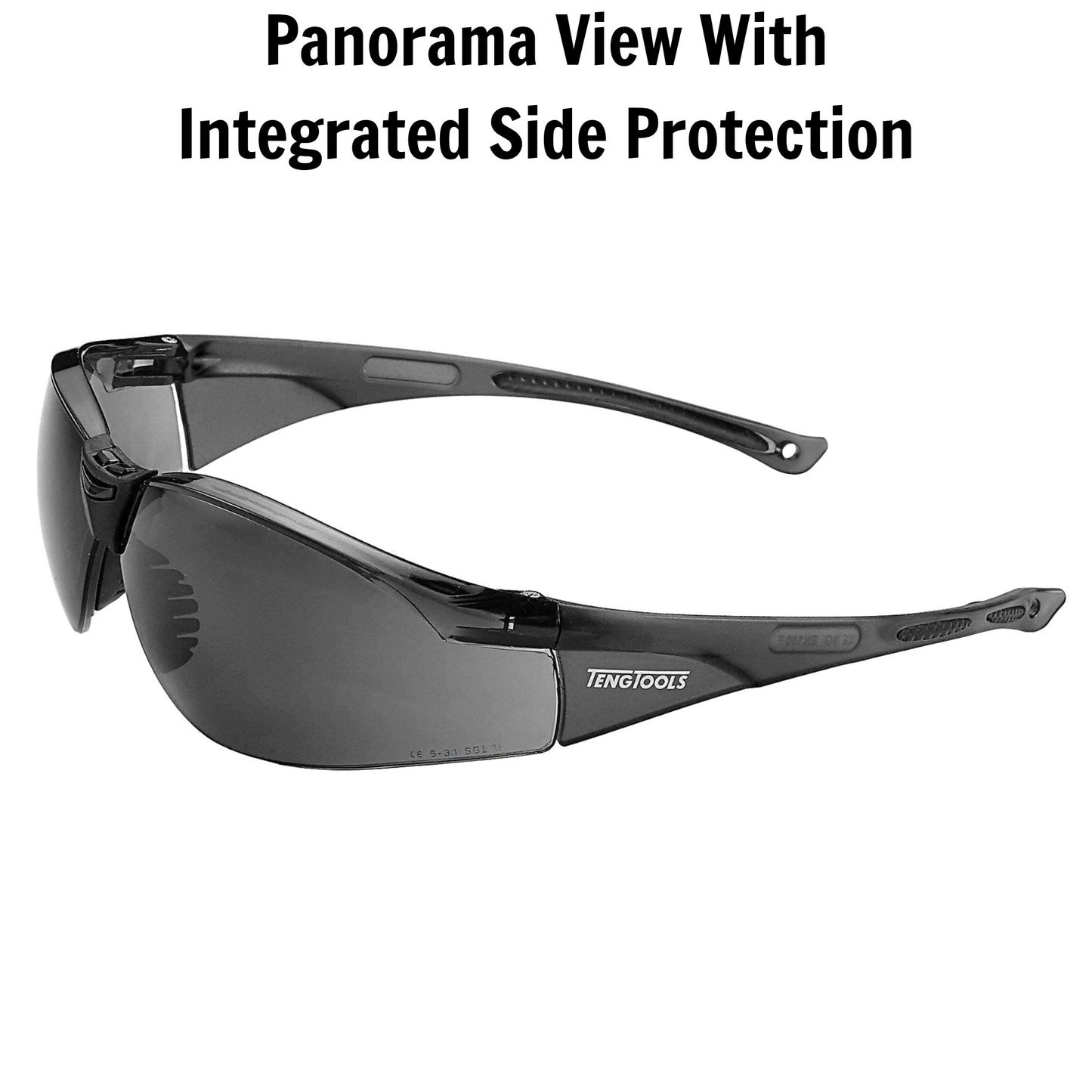 Teng Tools SG713G Lunettes de sécurité anti-buée et résistantes aux rayures inspirées du sport avec verres gris