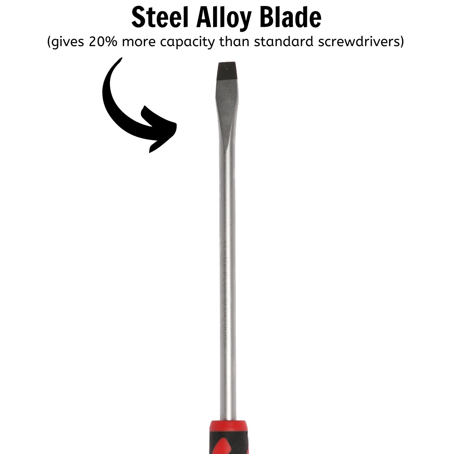 Teng Tools Destornillador de cabeza ranurada de tipo plano de 10 mm / 25/64 pulgadas x 200 mm / 7,9 pulgadas de largo - MD930N 