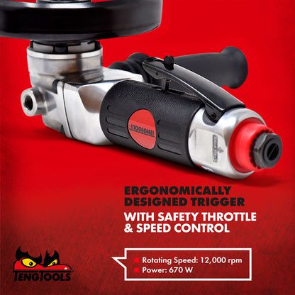 Teng Tools Outil de meuleuse d'angle pneumatique réglable 12 000 tr/min (pour roues de 5 pouces) - ARAG125