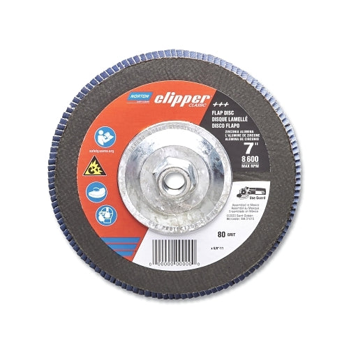 Norton Clipper® Classic R860 Flap Disc, 7 Inches Dia, P80 Grit, 5/8 Inches -11 Arbor, 8600 Rpm - 5 per CA - 70184609168