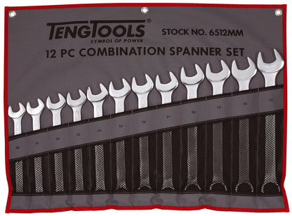 Teng Tools Juego de llaves combinadas métricas de 12 piezas y 12 puntas (20 mm - 32 mm) - 6512 mm