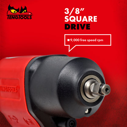 Teng Tools Pistolet à clé à chocs pneumatique composite réversible à couple élevé à entraînement carré de 3/8 pouces - ARWC38
