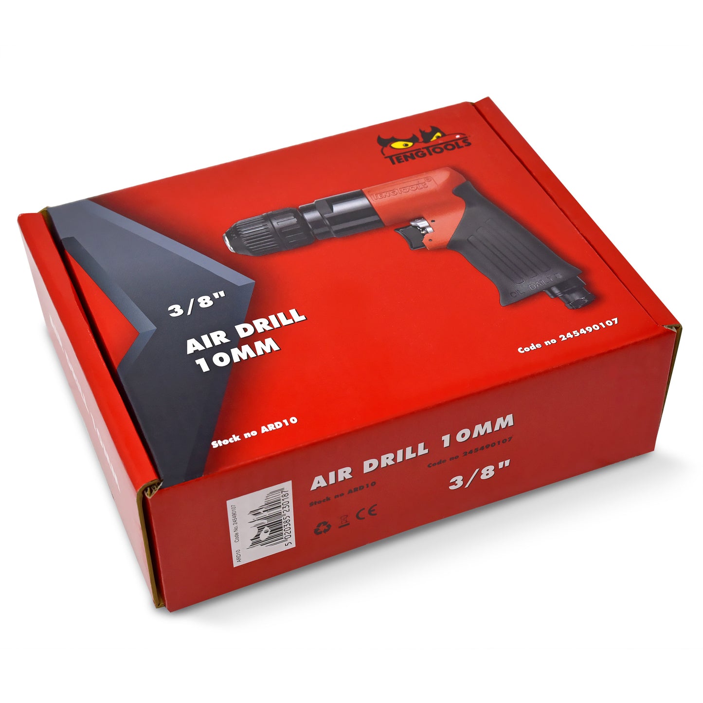 Teng Tools Estilo pistola Portabrocas de 10 mm 1800 RPM Taladro neumático reversible para mano izquierda y derecha - ARD10