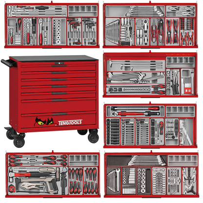Teng Tools 663 Piece PRO35 37 Inch Wide Red Roller Cabinet Tool Kit - TKW37R663T