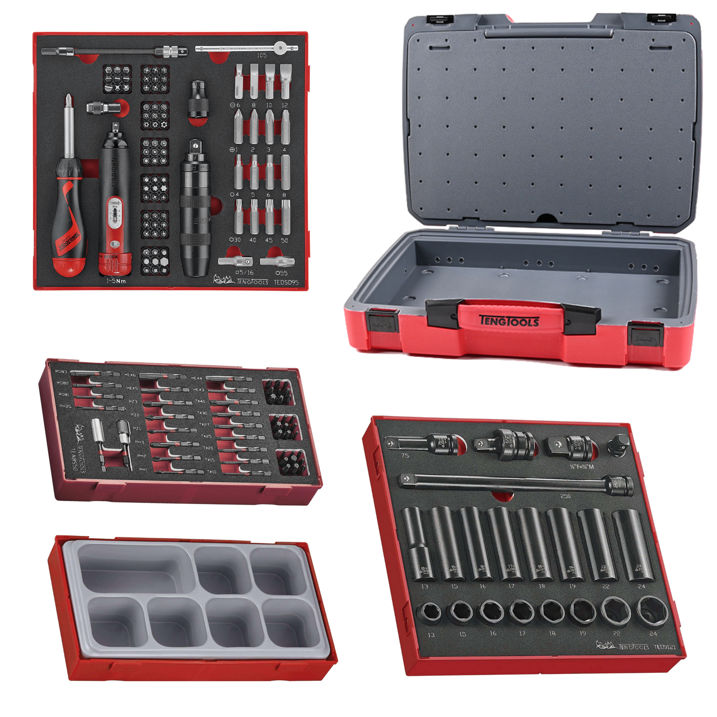 Teng Tools TC-6T-19 - Juego de espuma para vasos de impacto, torsión y brocas de 166 piezas 