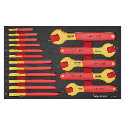 Teng Tools 52 Piece 1000 Volt Insulated Torque Screwdriver, Open Ended Wrench & Electrician Portable EVA Foam Tool Kit - SCE5