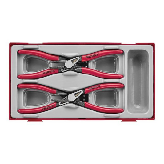 Ensemble de 4 pinces à circlips pour circlips intérieurs/extérieurs/droits/coudés de 5 pouces de Teng Tools - TT474-5E