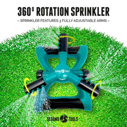 Segomo Tools 360 Degree Automatic Rotating Garden Lawn Water Sprinkler Irrigation System With Large Gloves - GS360