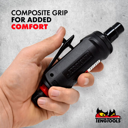 Teng Tools ARG01 - Mini amoladora neumática recta de aire compuesto de 25.000 RPM con silenciador