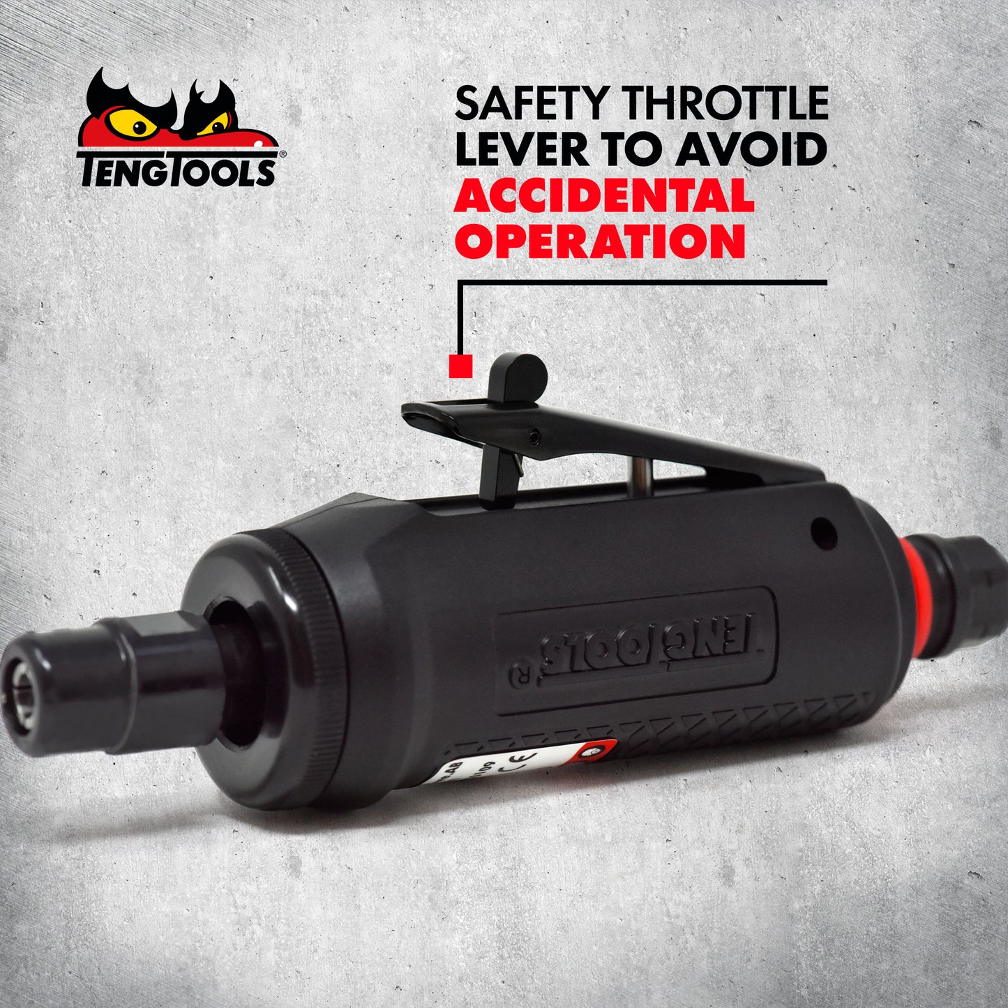 Teng Tools ARG01 - Mini amoladora neumática recta de aire compuesto de 25.000 RPM con silenciador