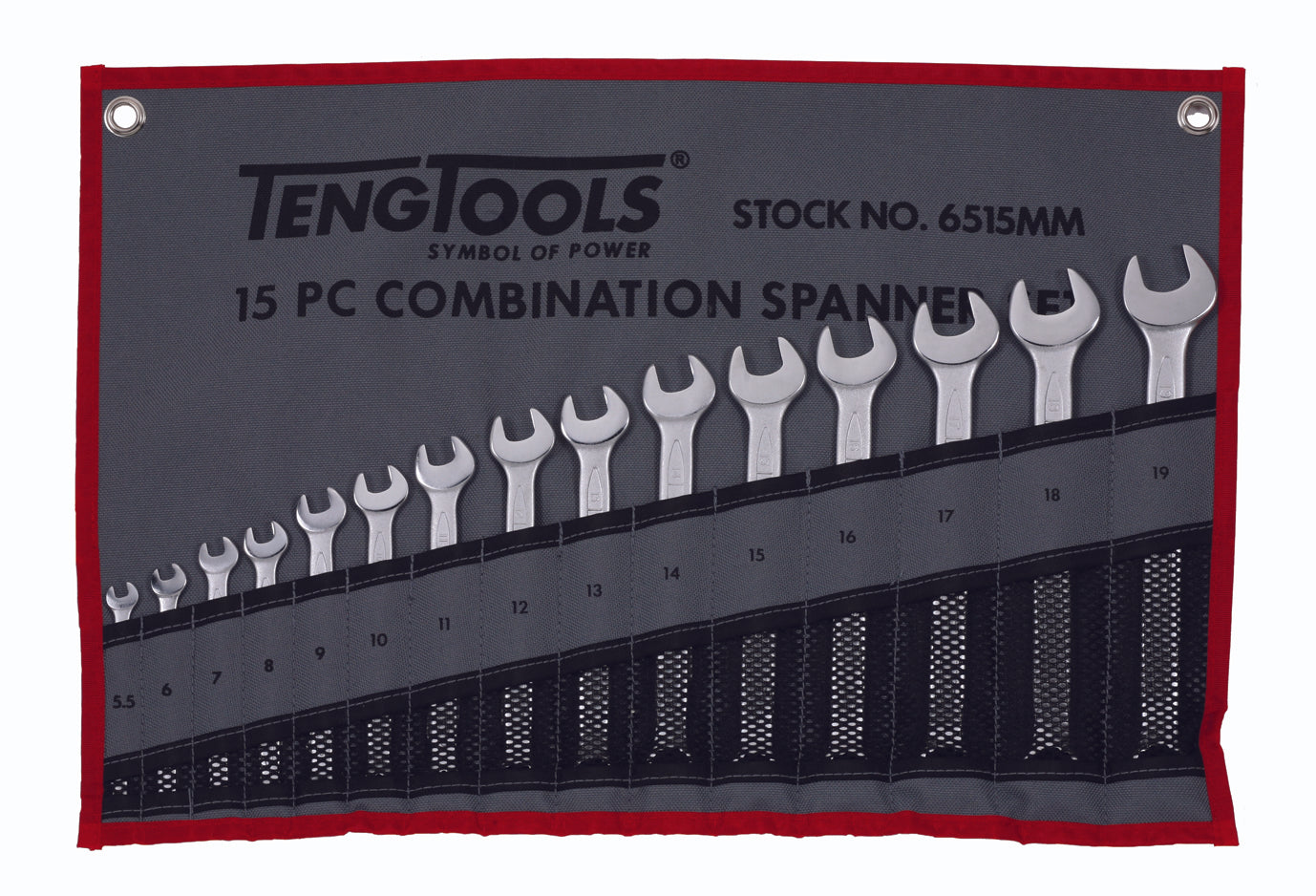 Teng Tools Llave combinada métrica de 12 puntas, 15 piezas (5,5 mm - 19 mm) - 6515 mm