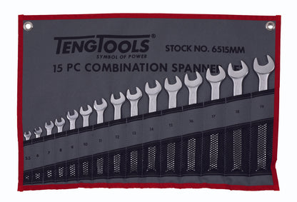 Teng Tools Llave combinada métrica de 12 puntas, 15 piezas (5,5 mm - 19 mm) - 6515 mm