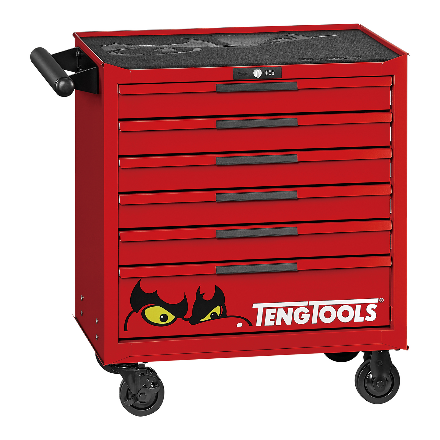 Teng Tools 26 Inch Wide 6 Drawer PRO35 Heavy Duty Red Low Roller Cabinet - TSW26R6L