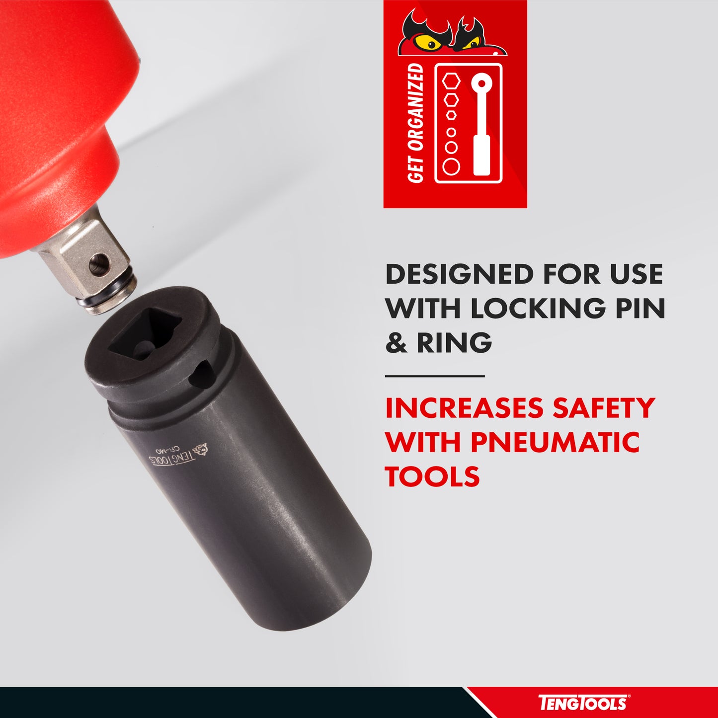 Teng Tools Dado de impacto de molibdeno de cromo y molibdeno de 1 pulgada, 6 puntos de profundidad SAE de 1/2 pulgada de profundidad | Herramienta mecánica | Herramienta manual - 920232