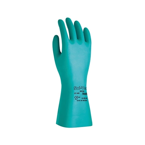 Alphatec Solvex 37-145 Guantes de nitrilo, puño tipo guantelete, sin forro, talla 8, verde, 11 mil - 12 por DZ - 105543