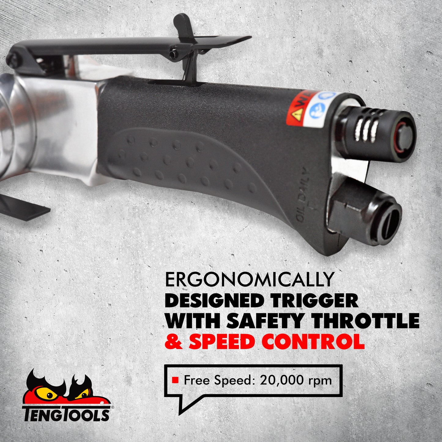 Teng Tools ARBS10 - Lijadora neumática ajustable de 20.000 RPM y 360 grados con correa de aire (con 4 correas)