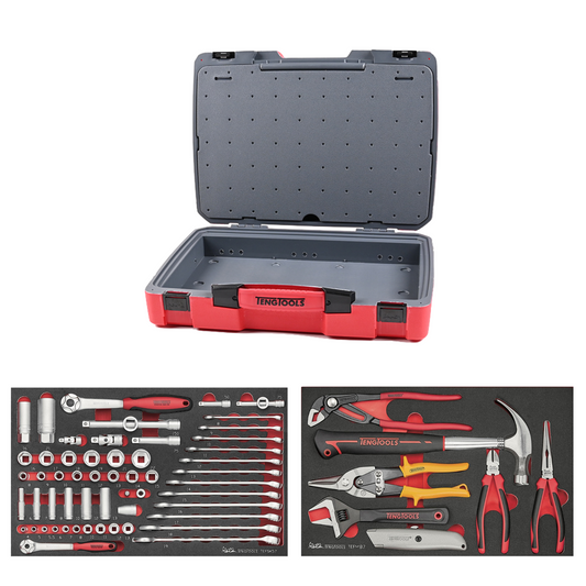 Teng Tools 64 Piece Mixed Drive Socket, Wrench & General Service Foam Kit - TC-6T-18