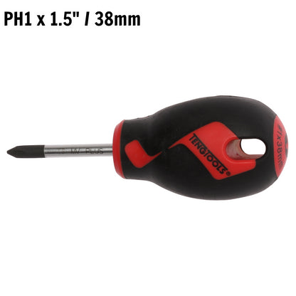 Teng Tools Destornillador Phillips de cabeza PH1 x 1,5 pulgadas/38 mm con mango ergonómico y cómodo - MD947N 