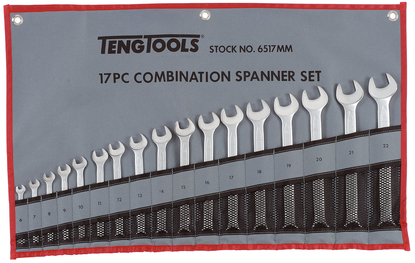 Teng Tools Juego de llaves combinadas métricas de 12 puntas y 17 piezas (6 mm - 22 mm) - 6517 mm