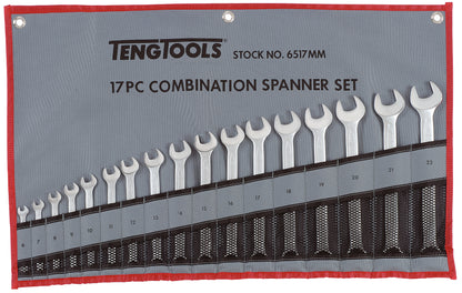 Teng Tools Juego de llaves combinadas métricas de 12 puntas y 17 piezas (6 mm - 22 mm) - 6517 mm