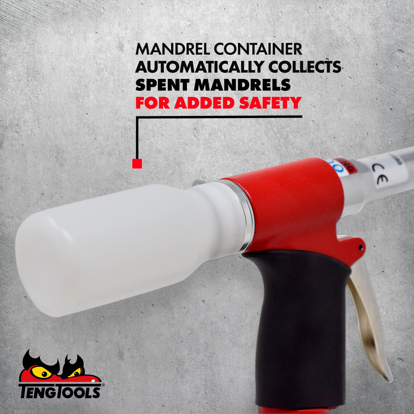 Teng Tools Pistolet à rivets pneumatique professionnel robuste (pour rivets de 0,09 à 0,2 pouce) - ARRG80