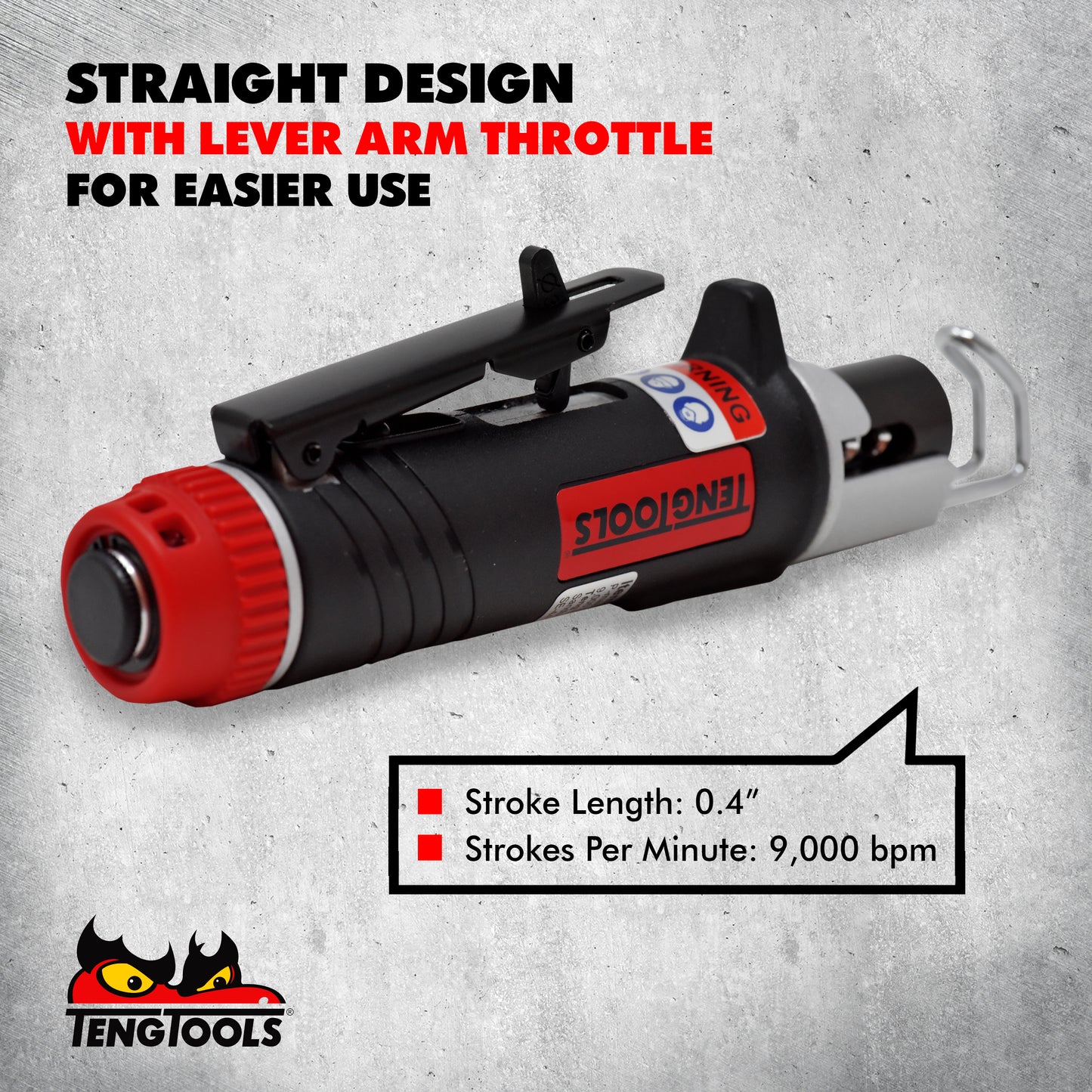 Teng Tools Scie pneumatique à trou de serrure petite et droite (pour acier, aluminium, cuivre, plastique, bois) - ARS02