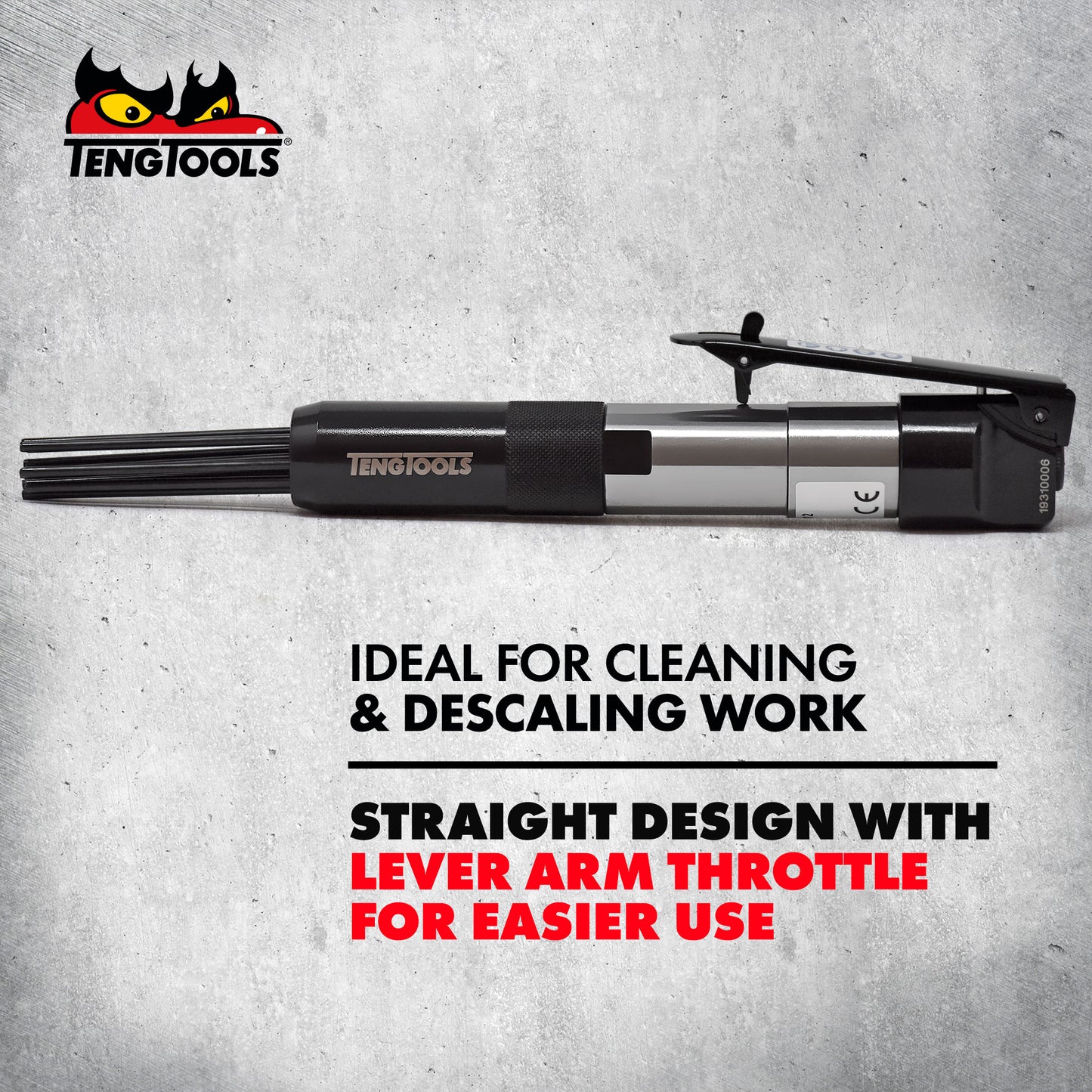 Escalador de aguja de aire neumático recto Teng Tools (para eliminar óxido, pintura y corrosión) - ARN12