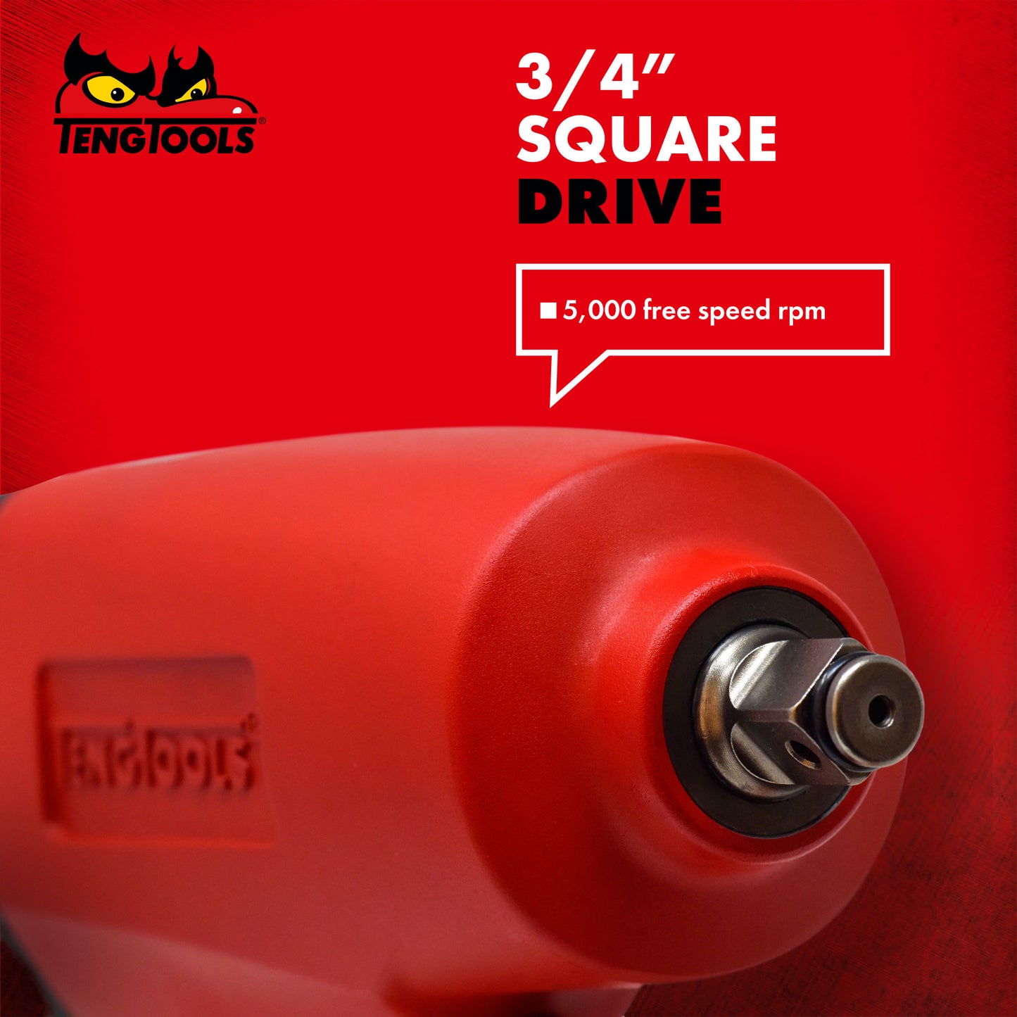 Teng Tools Pistolet à clé à chocs pneumatique en aluminium à couple élevé réversible à entraînement carré de 3/4 pouces - ARWM34