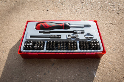 Teng Tools Juego de destornillador, extensión y adaptador de puntas de trinquete con accionamiento de 1/4 de pulgada, 74 piezas - TTMD74