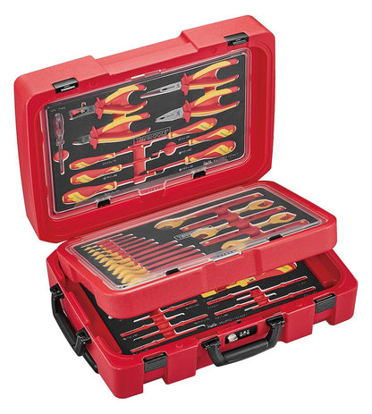 Teng Tools Juego de herramientas de espuma EVA portátil con destornillador dinamométrico, llave, alicate y destornillador mixto, 56 piezas, 1000 voltios, aislados - SCE3