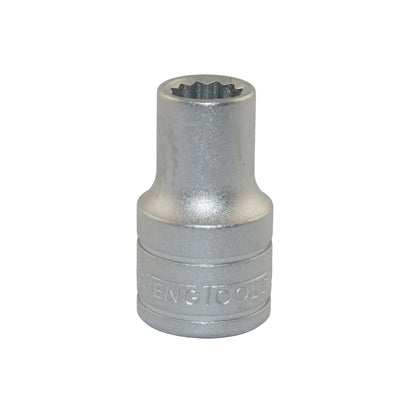 Teng Tools Juego de vasos métricos de 12 puntos poco profundos con accionamiento de 1/2 pulgada (10 mm - 32 mm) de 15 piezas - M1215 MM