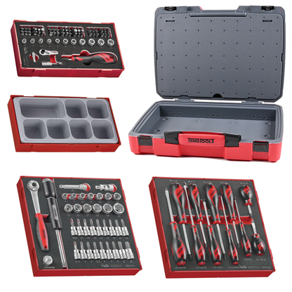 Teng Tools 125 Piece 3/8 Inch Drive Socket, Screwdriver & Bit Foam Kit - TC-6T-2