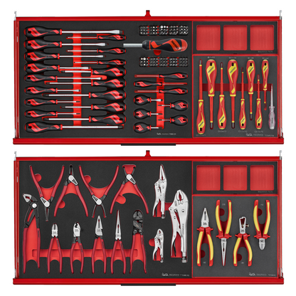 Kit de herramientas manuales con ruedas de espuma EVA de 37 pulgadas de ancho PRO35 de Teng Tools, 637 piezas, color rojo - TKW37R637F