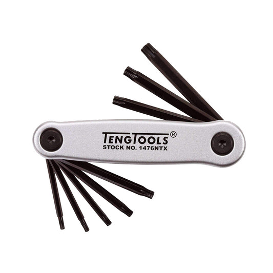 Teng Tools Jeu de 8 clés Torx rétractables de qualité industrielle/clé Allen (TX9 - TX40) - 1476NTX