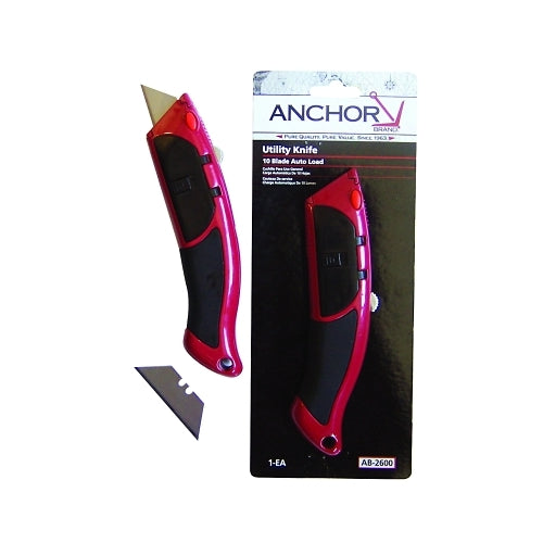 Anchor Brand Auto Load Utility Knife, Steel Blade, 10 Blades - 1 per EA - AB2600