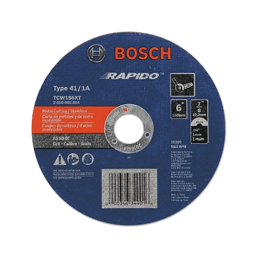 Bosch Power Tools Thin Cutting/Rapido Type 1A (Iso 41) Wheels, 6 X .045, 7/8 Inches Arbor, As60Inox-Bf - 25 per BX - TCW1S6XT