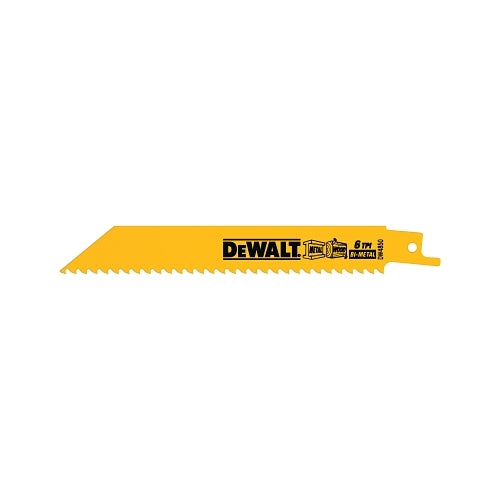 Dewalt Bi-Metal Reciprocating Saw Blades, 6", 6 Tpi, Straight Back, Multimaterial, 5/Pk - 5 per PKG - DW4850