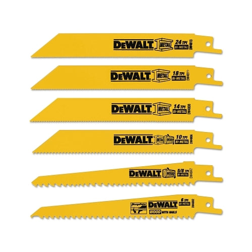 Dewalt Reciprocating Blade Sets, Wood/Metal, 6 Pc - 1 per ST - DW4856