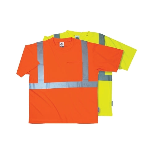 Ergodyne Glowear® 8289 Type R Class 2 Hi-Vis Short-Sleeved T-Shirt, Polyester Birdseye Knit, Lime, Medium - 6 per CA - 21503
