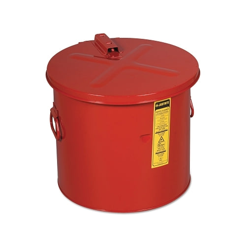 Justrite Dip Tank For Cleaning Parts, Manual Cover With Fusible Link, 14.25 Inches H X 15.625 Inches Dia Outer, 8 Gal, Steel, Red - 1 per EA - 27608