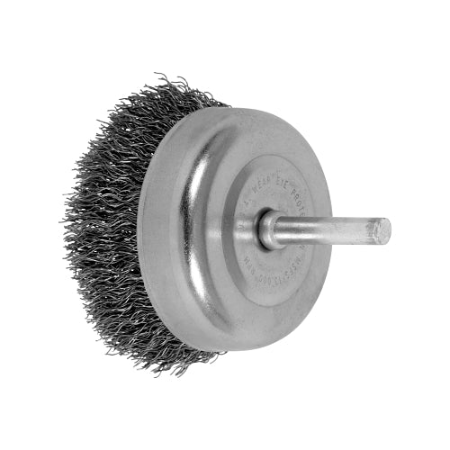 Pferd Stem Mounted Cup Brushes, 2 1/2 Inches Dia., 0.012 In, Carbon Steel Wire - 1 per EA - 82830