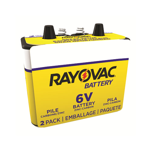 Rayovac 6-Volt Spring Terminal Battery, Heavy Duty, 908D, Carbon-Zinc, 2/Pk - 4 per CA - 9442RC