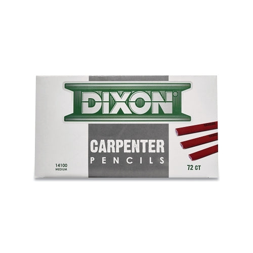 Dixon Ticonderoga Carpenter Pencil, Graphite, Medium, 1.99 In, Red - 72 per BOX - 14100