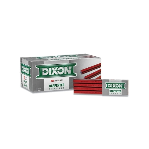 Dixon Ticonderoga Carpenter Pencil, 7 Inches L, Black/Red - 12 per DOZ - 19971