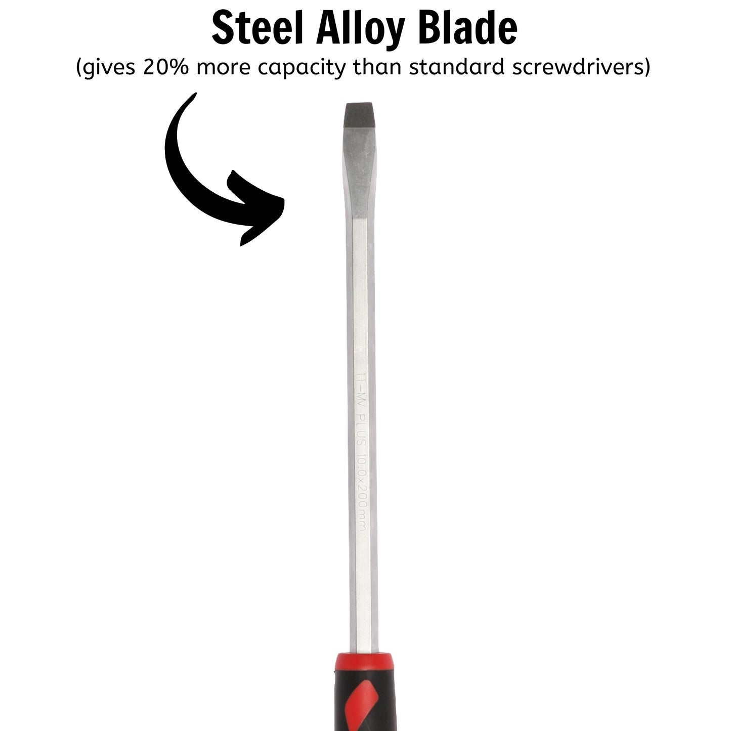 Teng Tools Destornillador de cabeza ranurada de tipo plano de 10 mm / 25/64 pulgadas x 200 mm / 7,9 pulgadas de largo - MD935N 