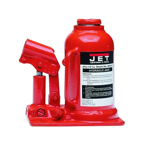 Jet Jhj Series Heavy-Duty Industrl Bottle Jack, 4-1/8 W X 6-1/2 L X 9-1/2 To 18-1/2 H, 12.5 Ton - 1 per EA - 453312