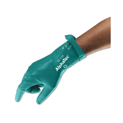 Alphatec 58-330 Aquadri? Medium-Duty Nitrile Gloves, Gauntlet Cuff, Soft Foam Lining, Size 10, Green - 1 per PR - 114017
