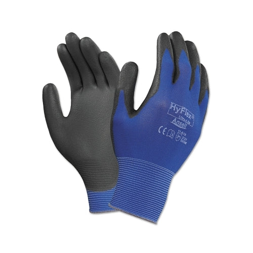 Hyflex 11-618 Polyurethane Palm Coated Gloves, Size 10, Black/Dark Blue - 12 per DZ - 112077
