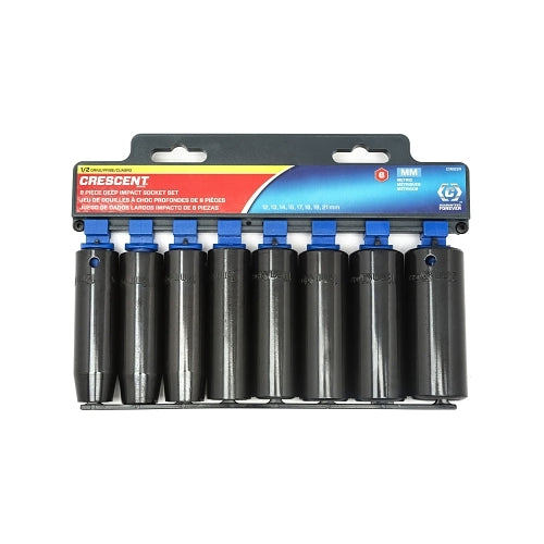 Crescent 8 Pc. 6 Point Deep Impact Metric Socket Sets, 1/2 Inches Dr, 12 Mm To 22 Mm Opening - 1 per ST - CIMS3N