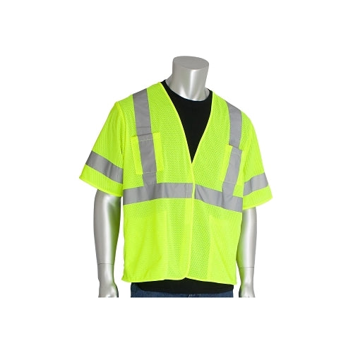 Pip Ansi Type R Class 3 Value Four Pocket Mesh Vest, 6X-Large, Hi-Viz Yellow, Hook-And-Loop Closure - 50 per CA - 303HSVELY6X